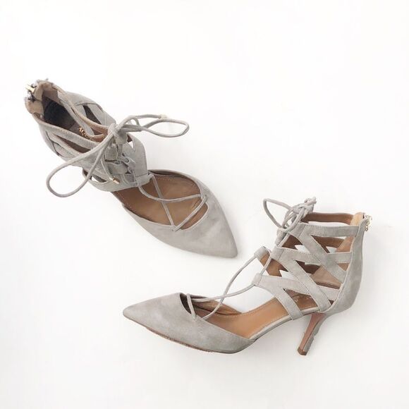 Aquazzura Belgravia Suede Lace Up Pump Grey EU 36 - Picture 1 of 11